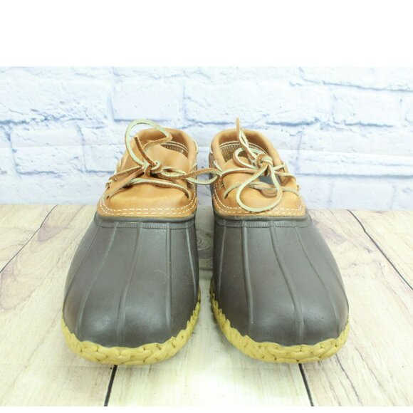 LL Bean Brown Rubber Slip On Unlined Moccasin Gumshoes Duck Boots Size 14 Narrow - Picture 4 of 7
